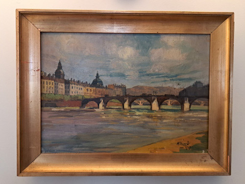 Maurice Pouzols, Le Pont De La Guilliotière, Lyon, Oil On Canvas, 1927.