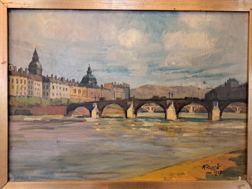 Maurice Pouzols, Le Pont De La Guilliotière, Lyon, Oil On Canvas, 1927.