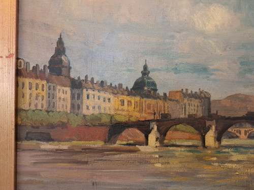 Maurice Pouzols, Le Pont De La Guilliotière, Lyon, Oil On Canvas, 1927.