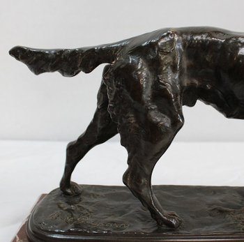 Bronze "Hunting dog at the stop" by E. de Gaspary - Late 19th century