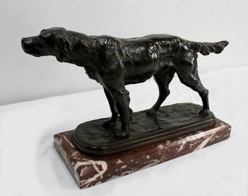 Bronze "Hunting dog at the stop" by E. de Gaspary - Late 19th century