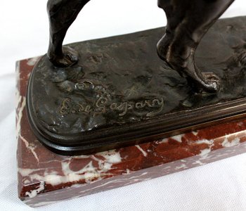 Bronze "Hunting dog at the stop" by E. de Gaspary - Late 19th century