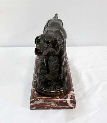 Bronze "Hunting dog at the stop" by E. de Gaspary - Late 19th century