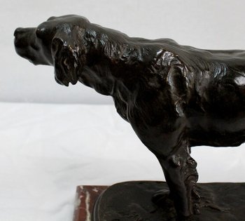 Bronze "Hunting dog at the stop" by E. de Gaspary - Late 19th century