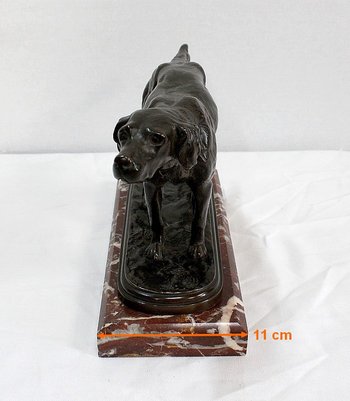 Bronze "Hunting dog at the stop" by E. de Gaspary - Late 19th century