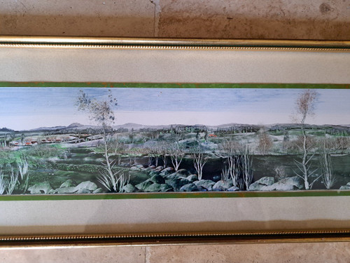 Georges Kihm, Landscape, Cellulosic Painting, Bristol, 20th century.