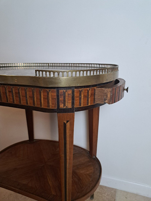 Table De Salon , Marqueterie, Louis XVI/directoire , Marbre , XVIIIième Siècle.