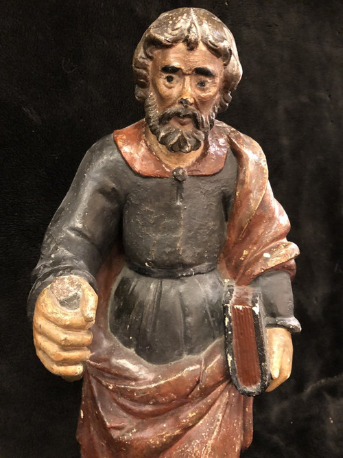 Saint Apostle Barthélémy Polychrome Carved Stone France 17th century