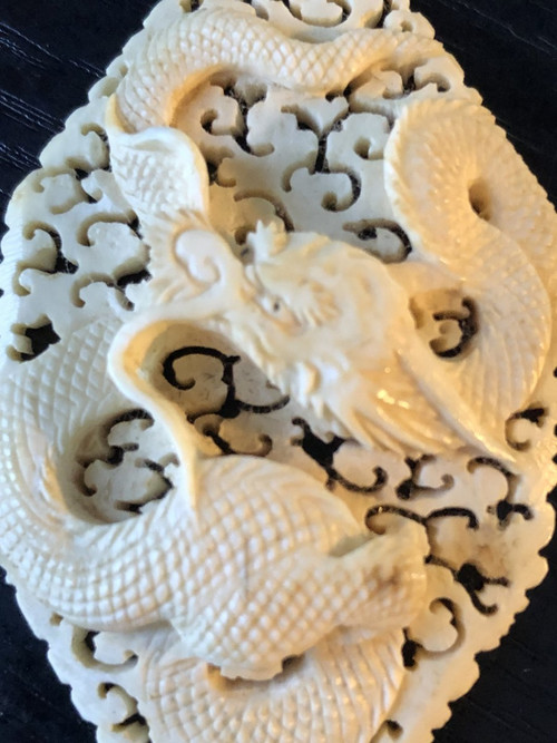 Chinese Dragon Pendant In Early 20th Century Ivory