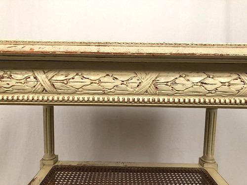 Louis XVI-style sideboard, cream lacquered wood, circa 1900