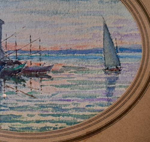 Mare di Provenza , Disegno , Gouache , Inizio XX°.