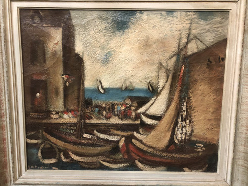 Pittura su tela école Du XXe - Le Port