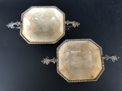 Pair Of Yellow Agate Cups Mounted In Gilded Silver - 19th century