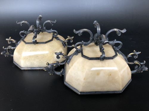 Pair Of Yellow Agate Cups Mounted In Gilded Silver - 19th century