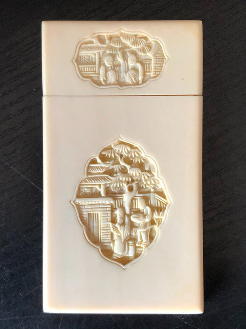 19th C Ivory Card Case - China - Canton