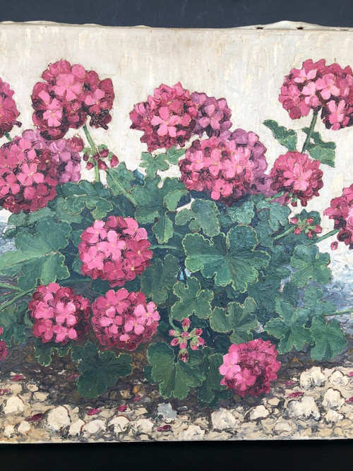 René Bondenet (XX) - Still life with geraniums