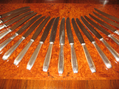 18 large Félix Frères silver-plated knives in Toulouse, Art Deco style