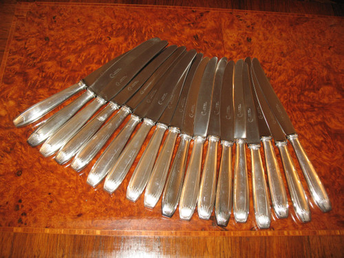 18 large Félix Frères silver-plated knives in Toulouse, Art Deco style