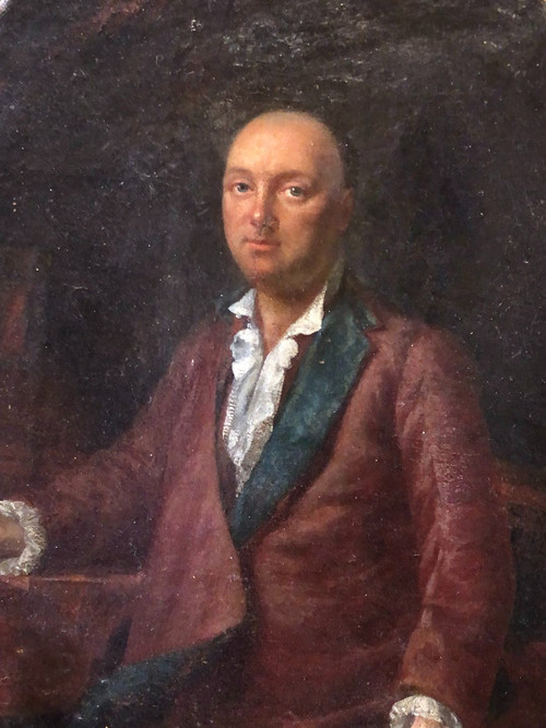 Entourage De Johann Georg Ziesenis (1716-1776) Portrait D'Homme à Son Cabinet