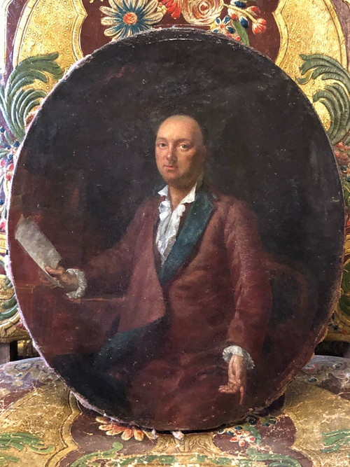 Entourage De Johann Georg Ziesenis (1716-1776) Portrait D'Homme à Son Cabinet