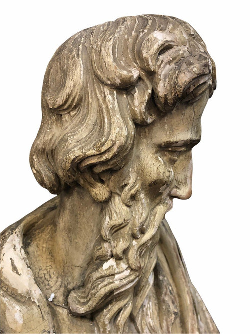 Saint Personnage Barbu - Bois Sculpté XVIIème - H 153 cm