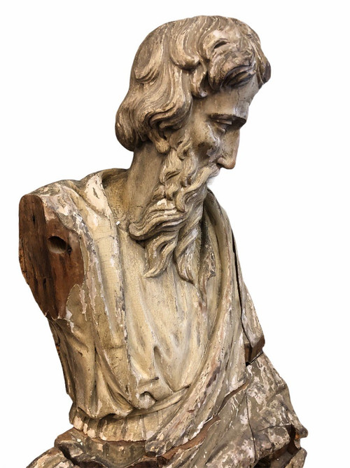 Saint Personnage Barbu - Bois Sculpté XVIIème - H 153 cm