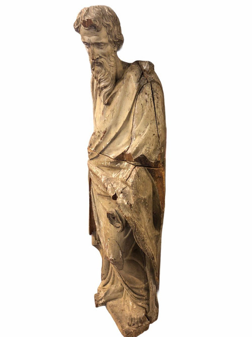 Saint Personnage Barbu - Bois Sculpté XVIIème - H 153 cm