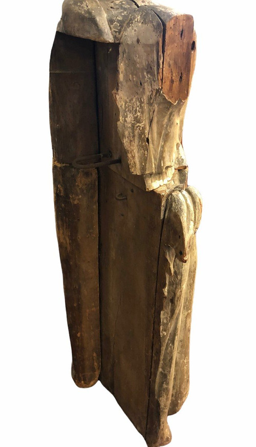 Saint Personnage Barbu - Bois Sculpté XVIIème - H 153 cm