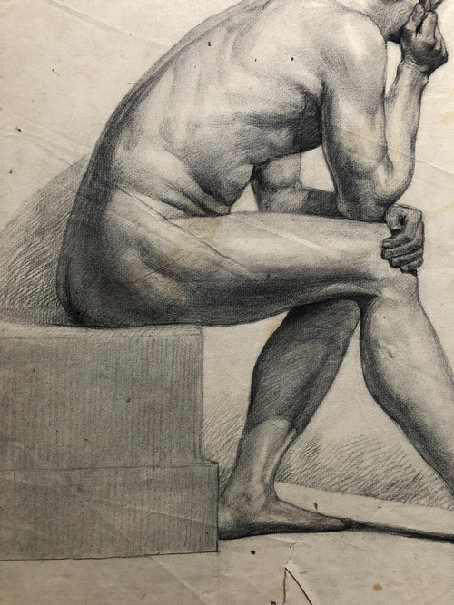 Old Academic Drawing Around 1900 By Chauvet Gaston - Pencil No. 3