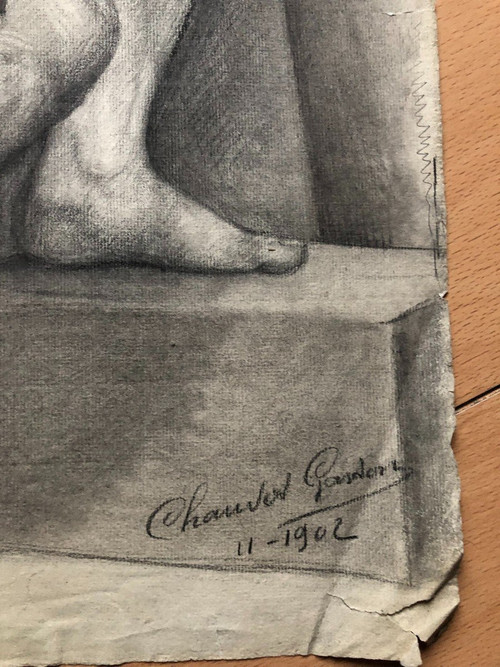 Old Academic Drawing Around 1900 By Chauvet Gaston - Pencil No. 5