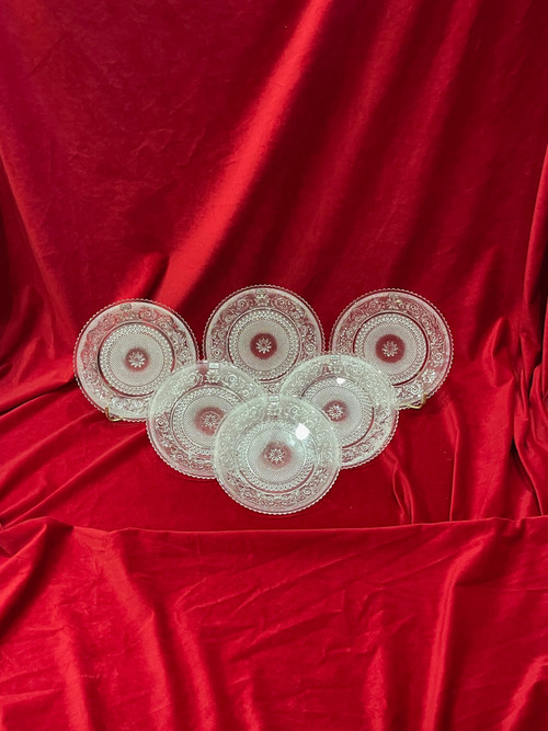 6 Baccarat crystal plates arabesque pattern