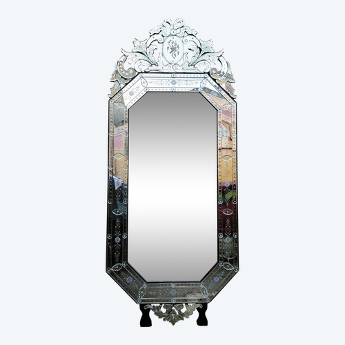 Venice, Very Large Engraved Mirror, 260 Cm, 20th Century