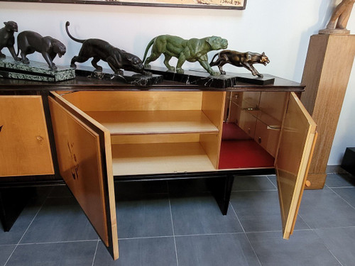 *Offre spéciale *Enfilade - Bar En Marqueterie De Bois Exotiques, Années 60