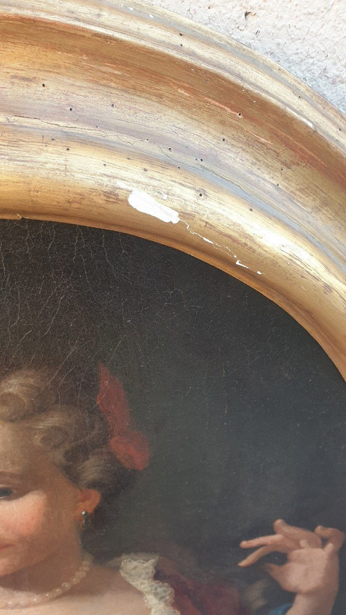 Portrait Of Lady With Fan, Oval Framed, 18th Century