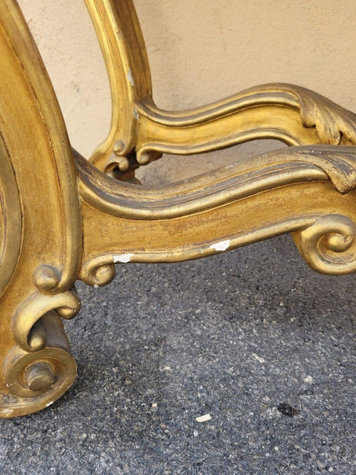 Louis XV Style Golden Wood Console, 19th Century