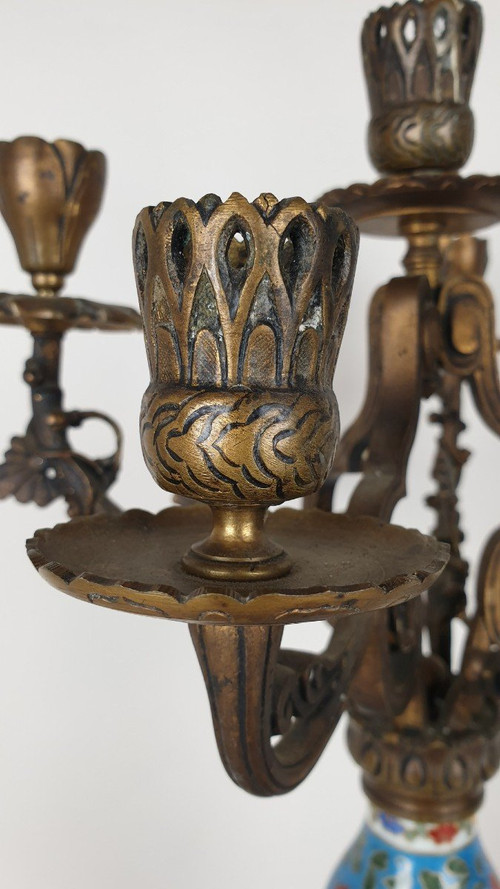 Porcelain And Bronze Candelabra, Japonism, 19th Century