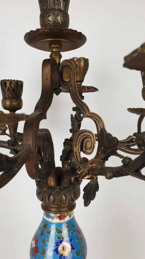 Porcelain And Bronze Candelabra, Japonism, 19th Century