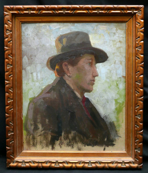 FRENCH SCHOOL circa 1900 - 1910, Portrait of a man with a hat