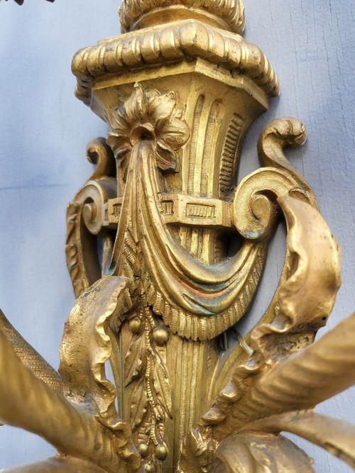 Pair of Louis XVI Gilt Bronze Sconces, 19th Century