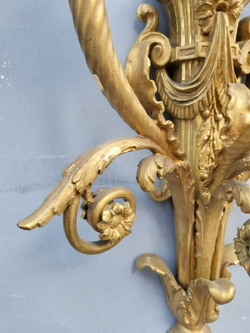 Pair of Louis XVI Gilt Bronze Sconces, 19th Century