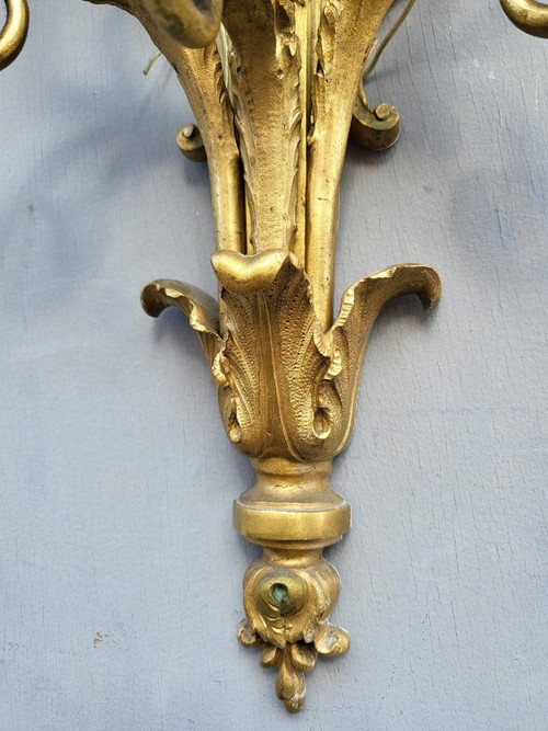 Pair of Louis XVI Gilt Bronze Sconces, 19th Century