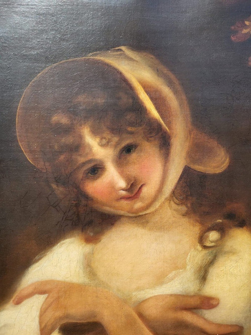 Portrait Of Young Woman, Oil On Canvas 19th Century