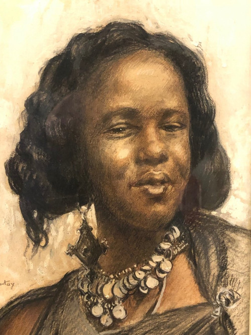 Henry Pontoy (1888-1956) Portrait Of Woman With Necklace