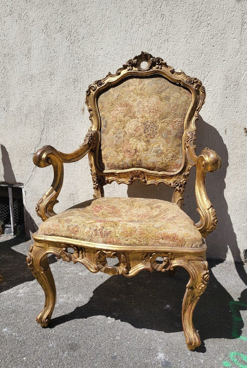 Pair Of Louis XV Armchairs, Venice, Late 19th Early 20th Century