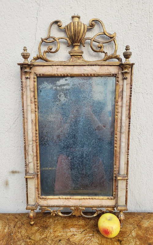 Miroir En Bois Et Marbre, Italie XIXème Siècle