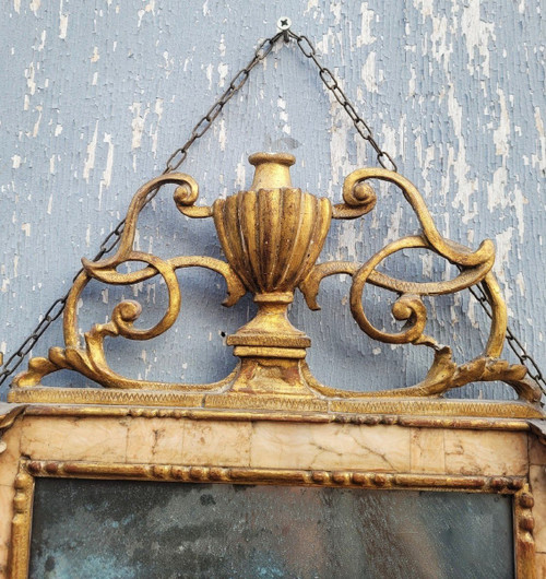 Miroir En Bois Et Marbre, Italie XIXème Siècle