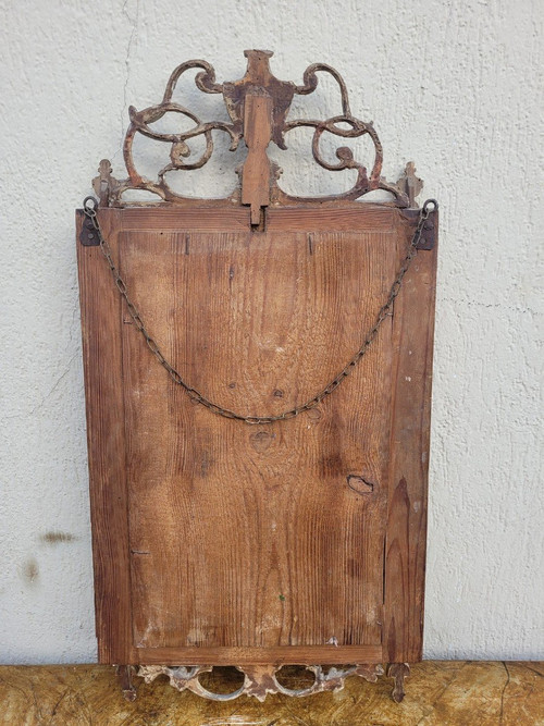 Miroir En Bois Et Marbre, Italie XIXème Siècle