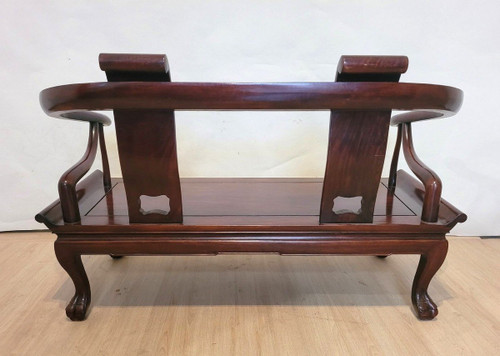 Banquette Chinoise En Bois Sculpté, Fin XIXème Début XXème Siècle