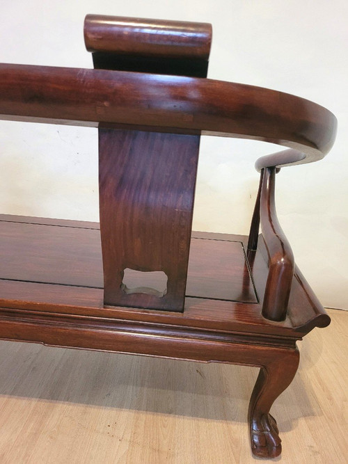 Banquette Chinoise En Bois Sculpté, Fin XIXème Début XXème Siècle