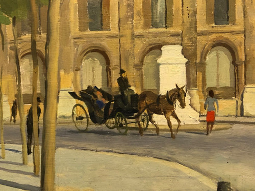 Maurice Delavier View of the institute from the Quai Malaquais Dated 1944 Oil On Hardboard